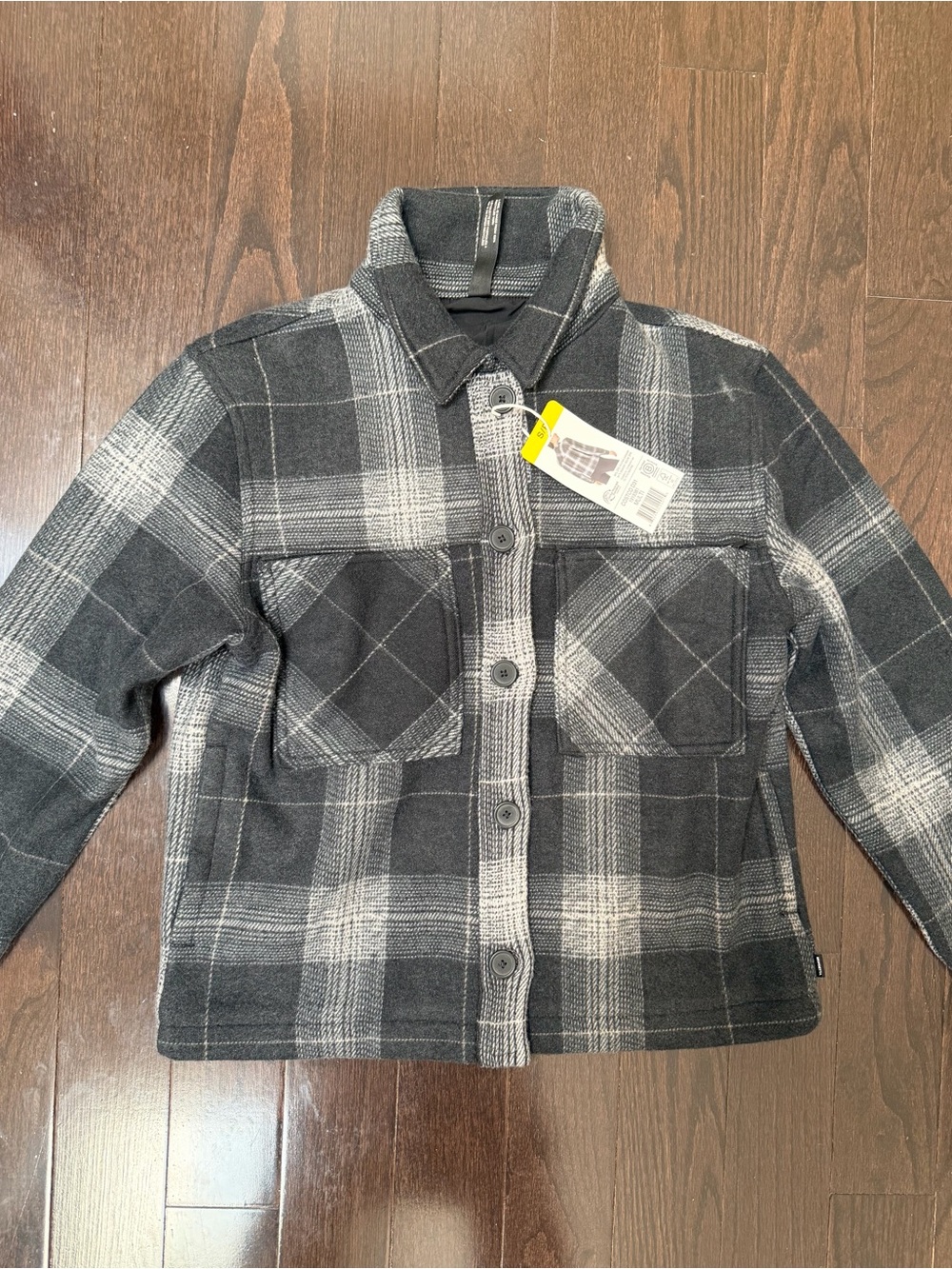 NWT Mondetta On-the-Go Cropped Plaid Shacket Jacket - Black/Gray Small